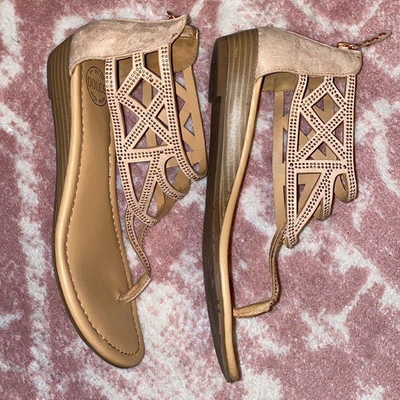 Dolce Mojo Moxy Size 9 tan sandal with bronze sequin - Picture 5 of 6